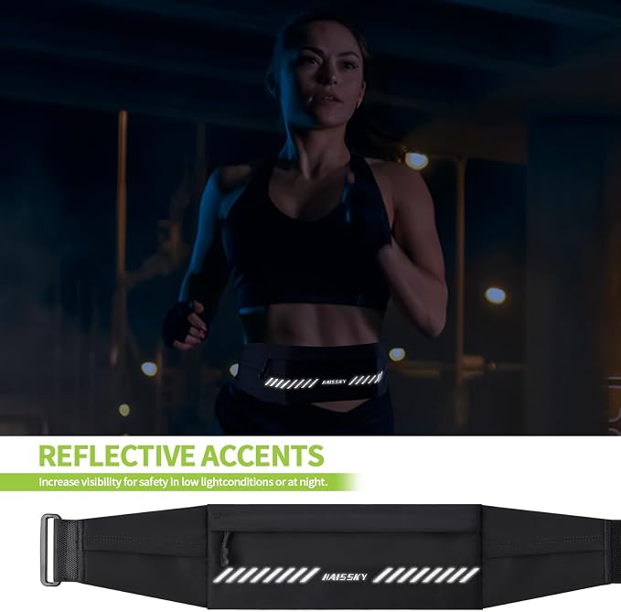 Slim Running Belt Fanny Pack for Men Women, Running Phone Holder, Waist Pack Runners Bag Money Belt with 3 Separate Pouch to Store Your Phone Key Money Safe, Waist Bag-Black - Image 8