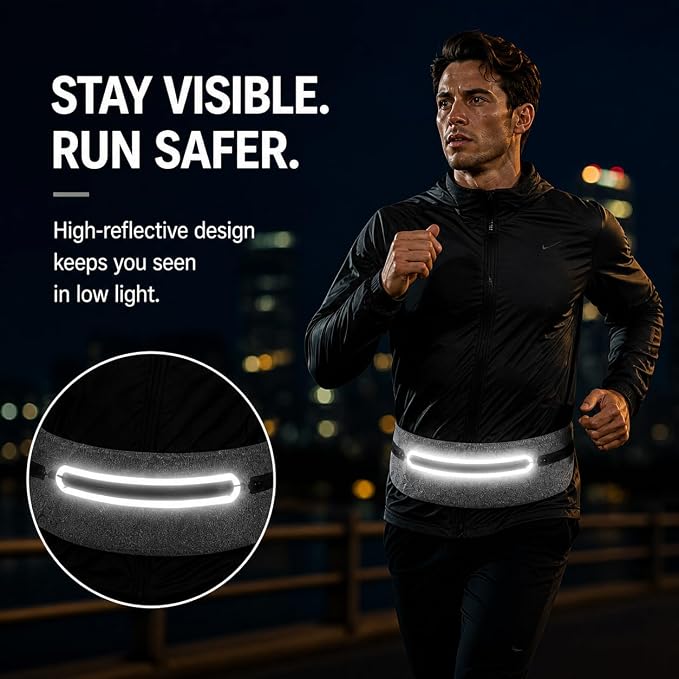 Slim No-Bounce Running Belt - Waterproof Exercise Waist Pack for Marathons, Hiking & Dog Walking - Hidden Travel Money Belt for Phones - Image 6