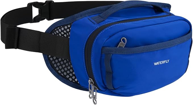 WATERFLY 2.3L RFID Fanny Pack: Anti-Theft Bellows-Style Opening for Hiking | Lightweight Water-Resistant Nylon, Breathable Back Pad, Woven Strap Loops, Key Hook, Travel Camping Cycling, Women Men by Waterfly