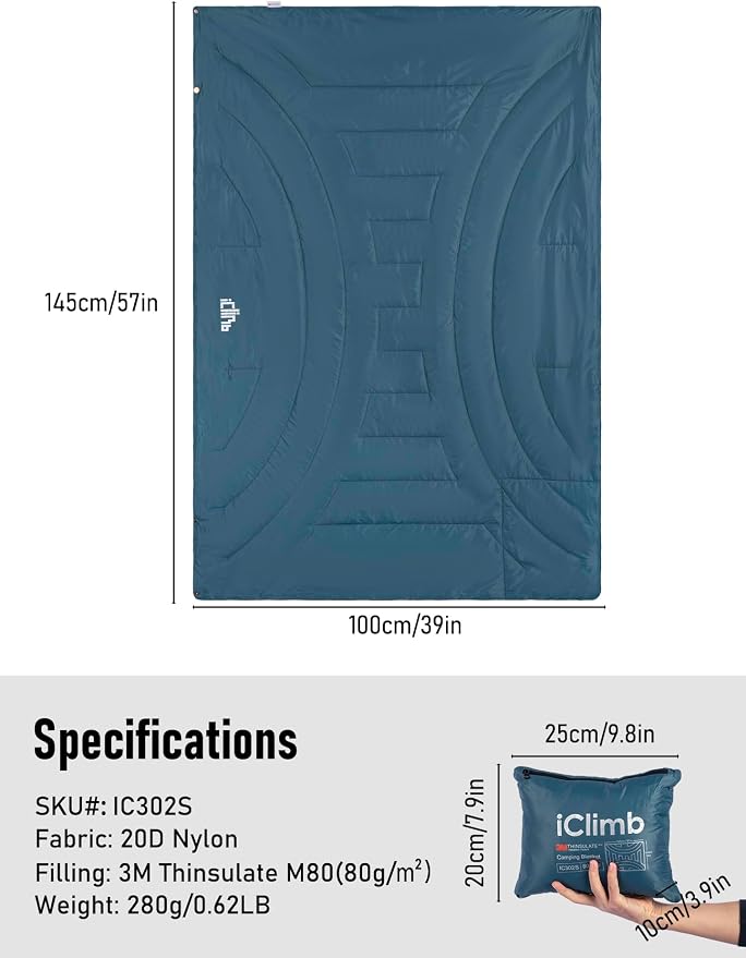 3M Thinsulate Insulation Warm Camping Blanket Ultralight Compact - Image 7
