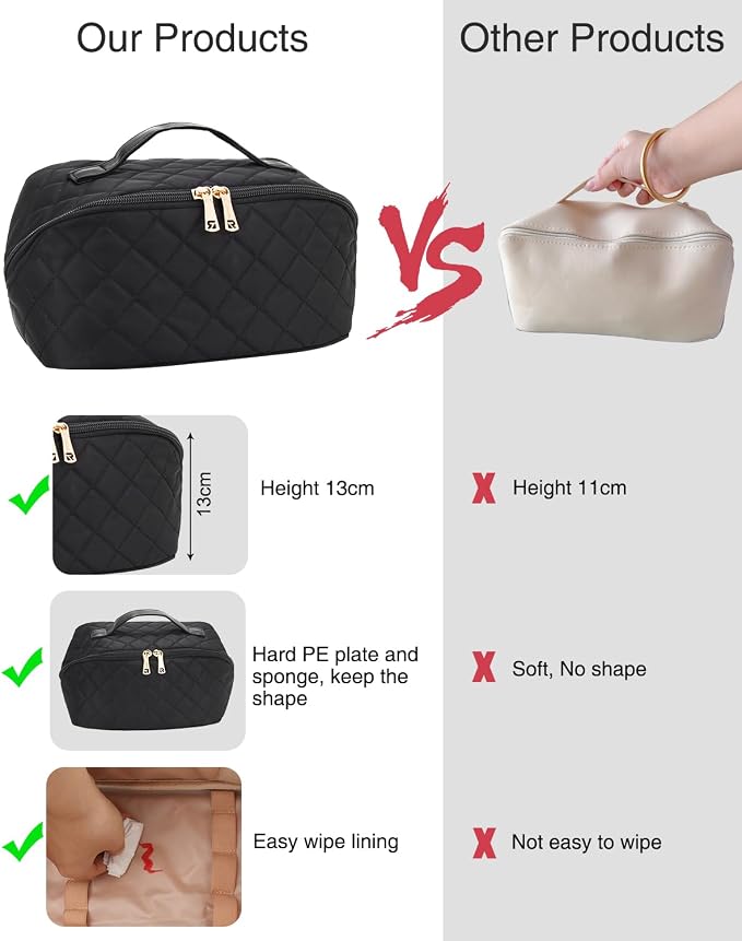 Relavel Travel Makeup Bag for Women, Large Wide-open Cosmetic Organizer | Waterproof, Portable, Separate Makeup Brush Board, Wide Open Flat - Image 7