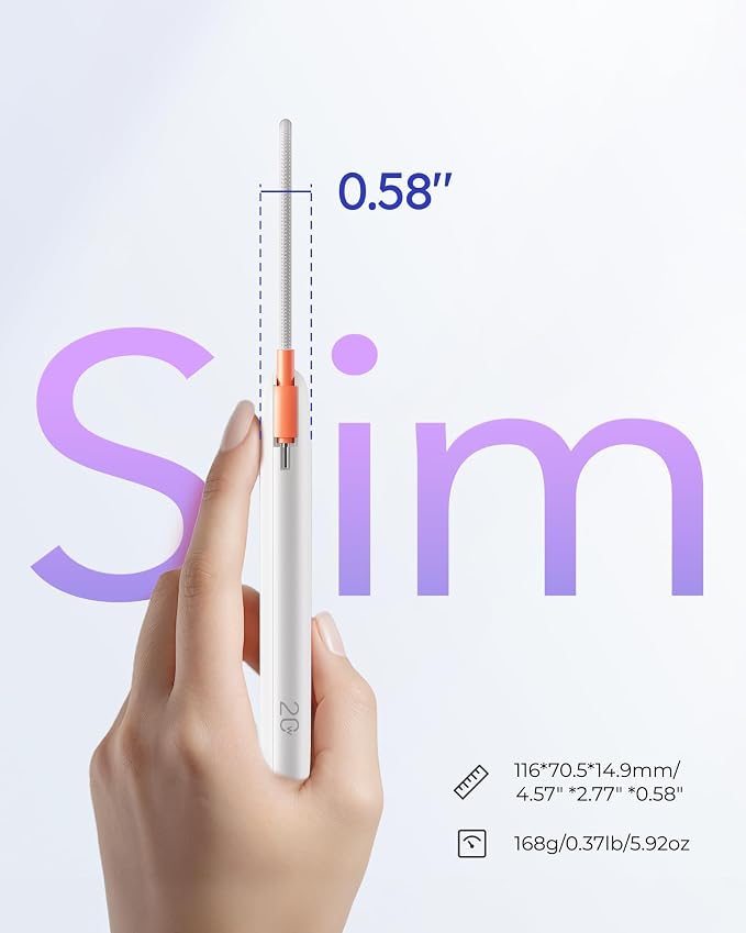 VIYISI 0.58” Slim Portable Charger Small 10000mAh with Built-in USB C Cable | 20W Compact Power Bank Fast Charging Battery Pack, Campus Essential for iPhone 17 16 15 Samsung S25 A16 Android-White - Image 2