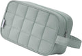 Narwey Quilted Makeup Bag Puffy Make up Bag Cosmetic Bag Organizer, Puffer Travel Toiletry Bag for Traveling Women Girl, Travel Bag for Toiletries, Skincare Medicine Bags (Sage Green) by Narwey
