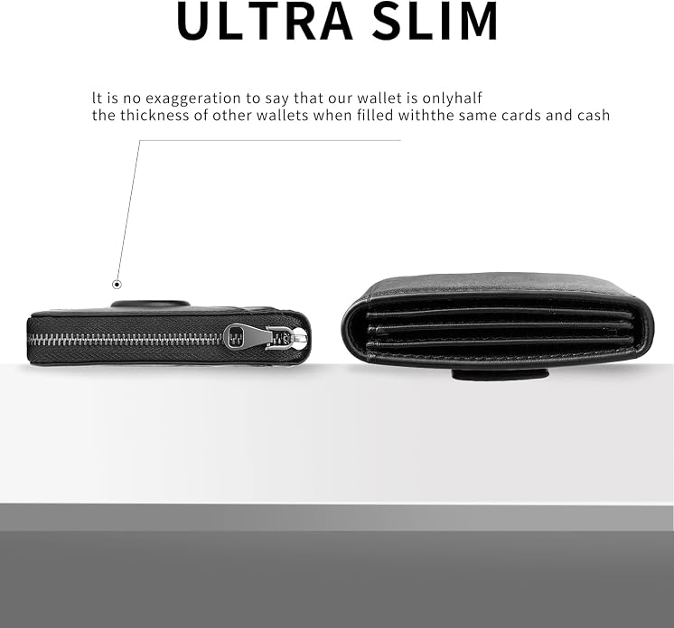 Men’s RFID Blocking Zipper Large Dimensions Wallet with 2 ID Windows - Large Capacity Design, 13 Credit Card Slots - Image 8