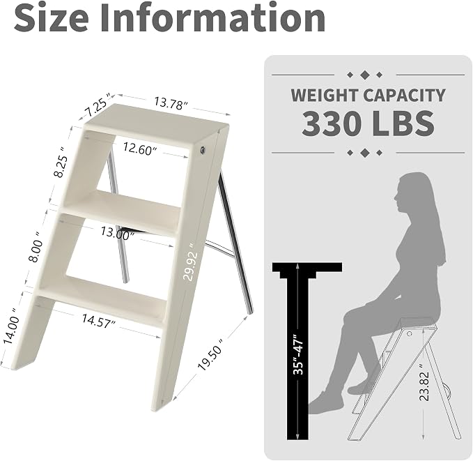 HOTEAGLE Modern Folding Chair - Multifunctional Design Doubles as Step Stool & Storage Shelf, Sturdy Engineering Plastic for Kitchen, Dining & Bistro,White - Image 5