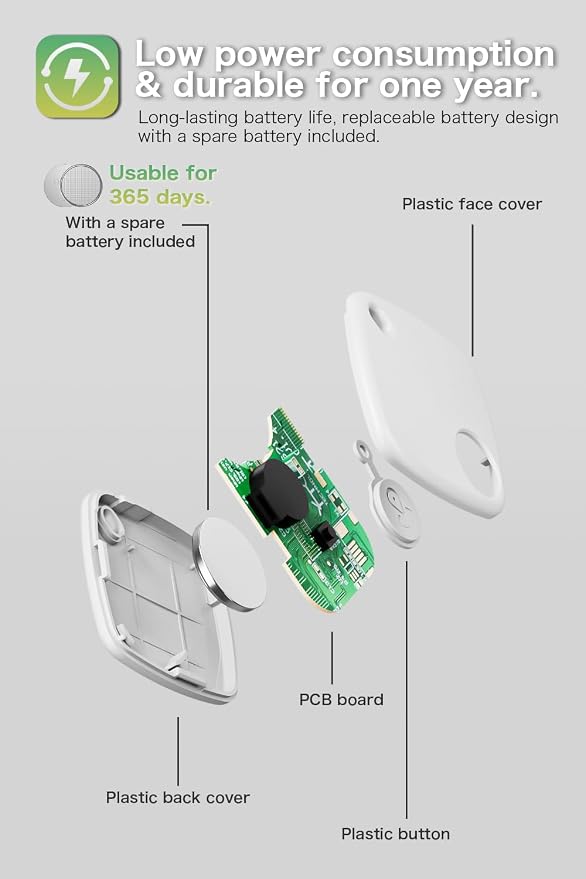 Android Compatible Smart Tracker Tag- Tracker Tags for Android Phones, Supports Google Find My Device, 2026 New Model (2, White) - Image 5