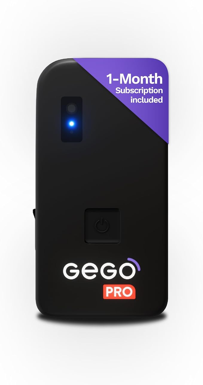 GEGOPro – GPS Luggage Tracker Designed for Travel, Real-Time Global Tracking for Bags & Gear, Bag-Opening Alert, Worldwide Coverage, 4G LTE, Unlimited Range. 1 Month Subscription Included. by GEGO