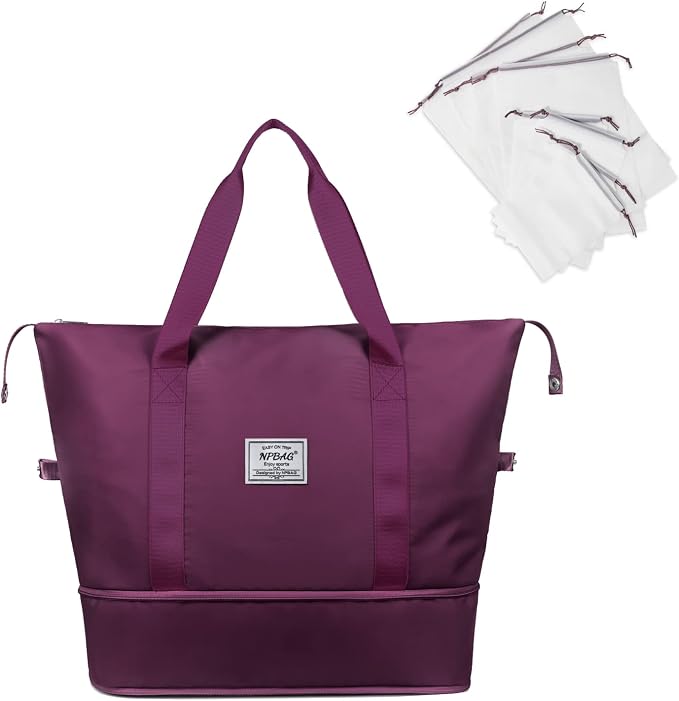 NPBAG Women Travel Duffel, Multi Functional Large Expandable Weekender Carry-on Tote, Gym Workout Overnight Bag, Mommy Hospital Bag for Labor and Delivery by NPBAG