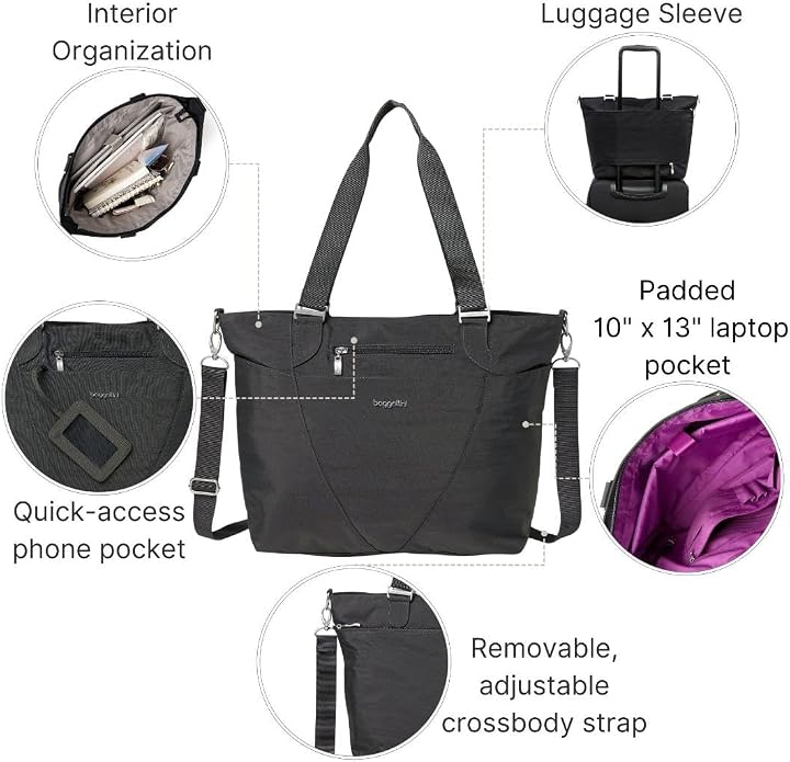 Baggallini Avenue Tote - 12x18 Laptop Tote Bag for Women - Lightweight Work Travel Carry On Bag - Image 4