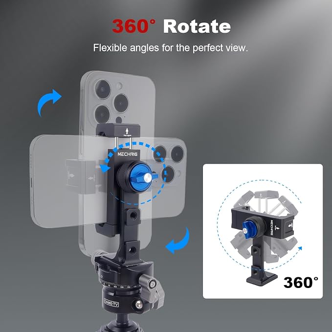 360 Rotation Aluminum Alloy Phone Mount Clamp with Cold Shoe & Arca Plate - Universal Horizontal/Vertical Holder for iPhone Samsung Vlog Live Streaming Camera Accessories 83001 - Image 2