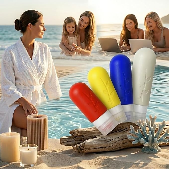 DEPOZA Travel Bottles Kit (16 Pack) - TSA Approved, Leak Proof Silicone Squeezable Containers for Toiletries. Complete Set with Jars, Sprayers & Bag (Fluorescent) - Image 2