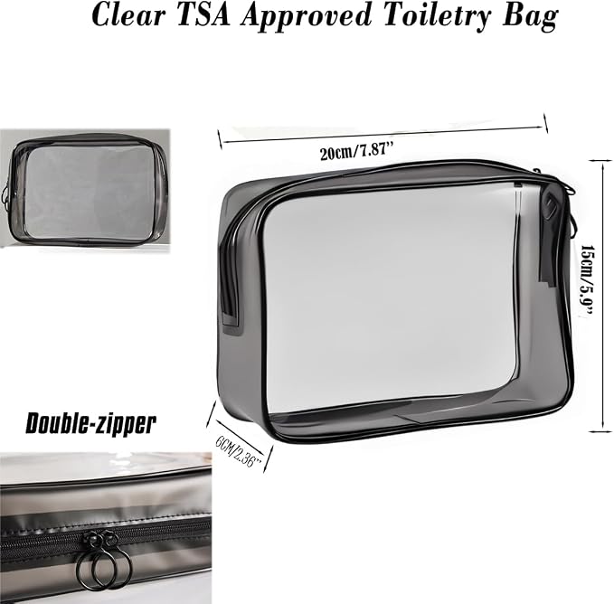 Clear Travel Toiletry Bag TSA Approved Toiletry Cosmetic Bags Men Women & Travel Bottles set for Toiletries TSA Approved Travel Bottle 3.4 oz Leak Proof Refillable & Travel Containers for Toiletries - Image 2