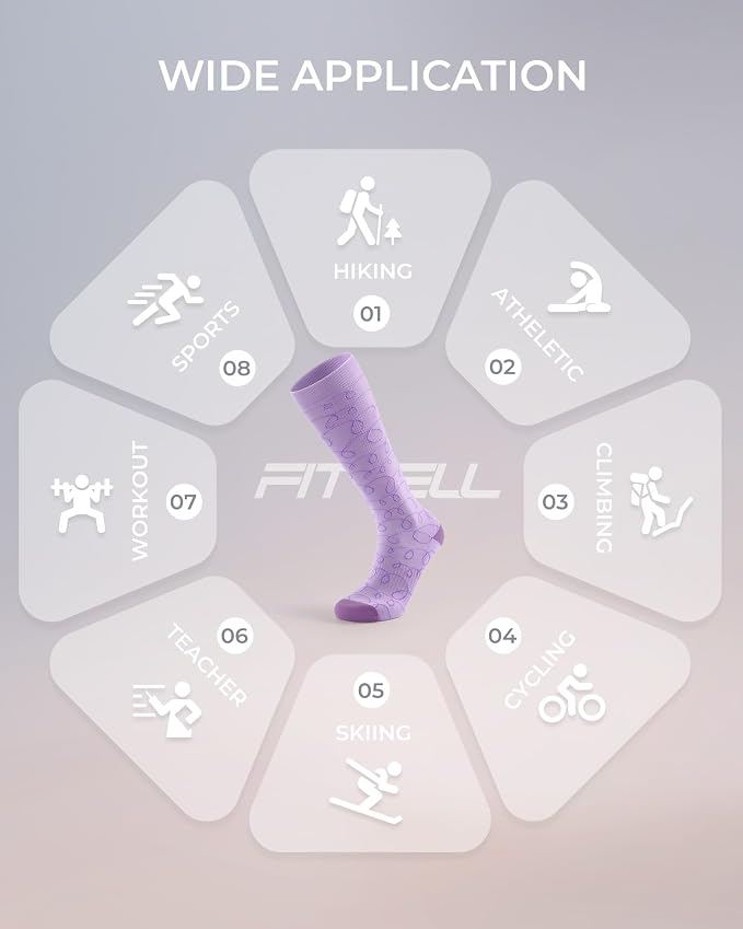 FITRELL 4 Pairs Compression Socks for Women & Men, 15-20mmHg Circulation Support for Athletic Travel Daily Wear - Image 6