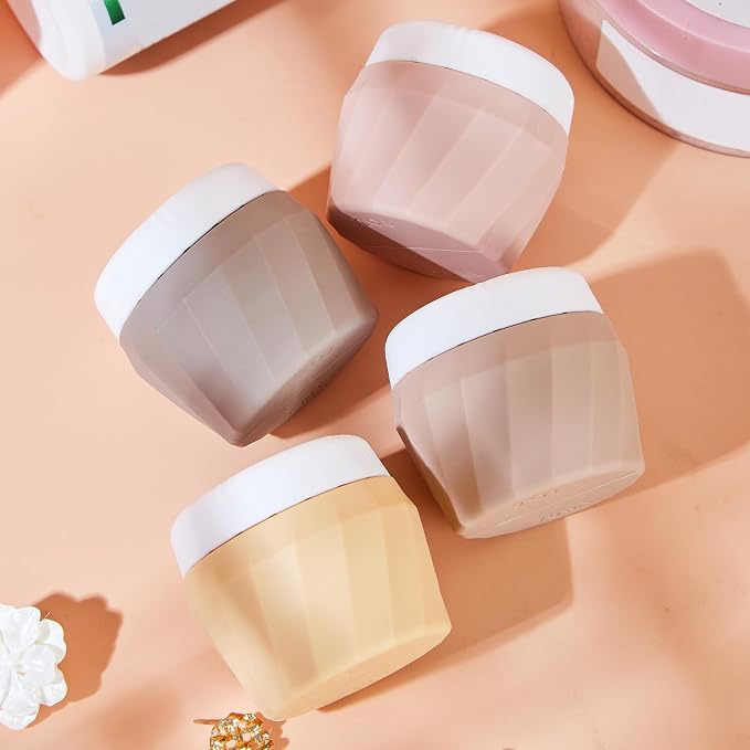 Travel Containers for Toiletries, Premium Silicone Cosmetic Cream Jars, TSA Approved Leak-Proof Refillable Travel Size Toiletries with Clear Bag for Cosmetic Face Body Cream (Apricot, 1OZ) - Image 7