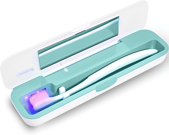 UV Toothbrush Sanitizer and Holder, Portable Travel Case and Cover, Toothbrush Cleaner Powered by AA Battery or USB-C, Fits Most Brushes by Unknown