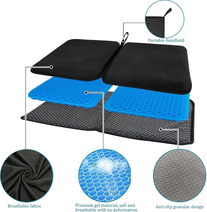 Gel Airplane Seat Cushion,Portable Travel Cushion for Long Sitting,Foldable seat Cushion for Airplane Seats, Office Chair, Camping, Bleachers, Flights, Commute - Image 3