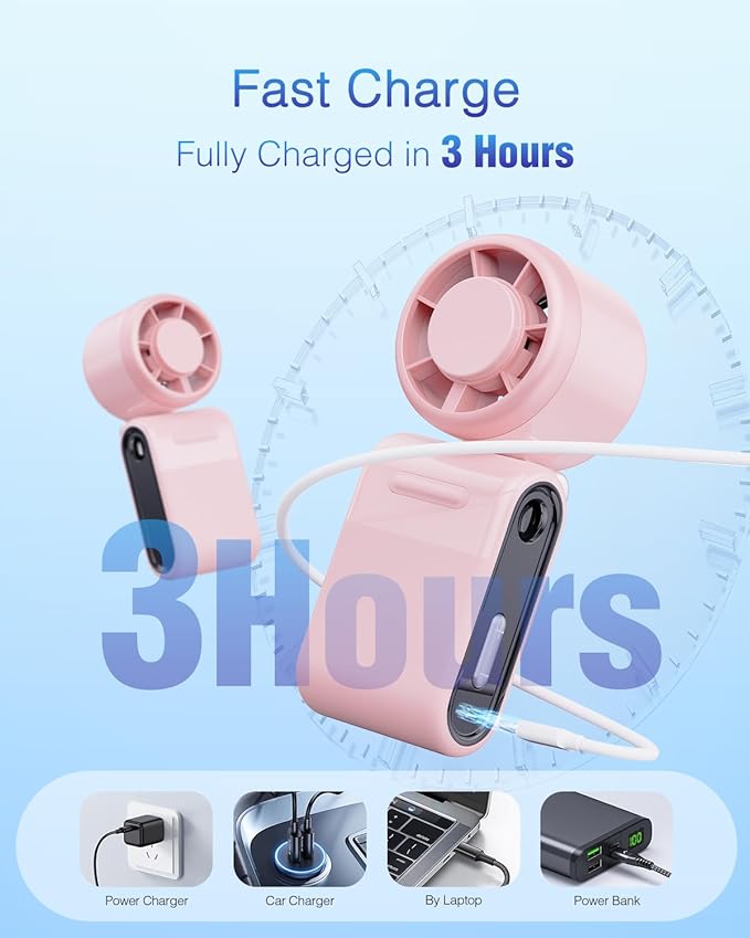 Mini Portable Handheld Turbo Fan – Small but Mighty, Whisper-Quiet, Long-Lasting, 5-Speed High-Velocity Rechargeable battery Fan, Personal Fan for Outdoor, Travel, Gifts for Women & Men(Pink) - Image 5