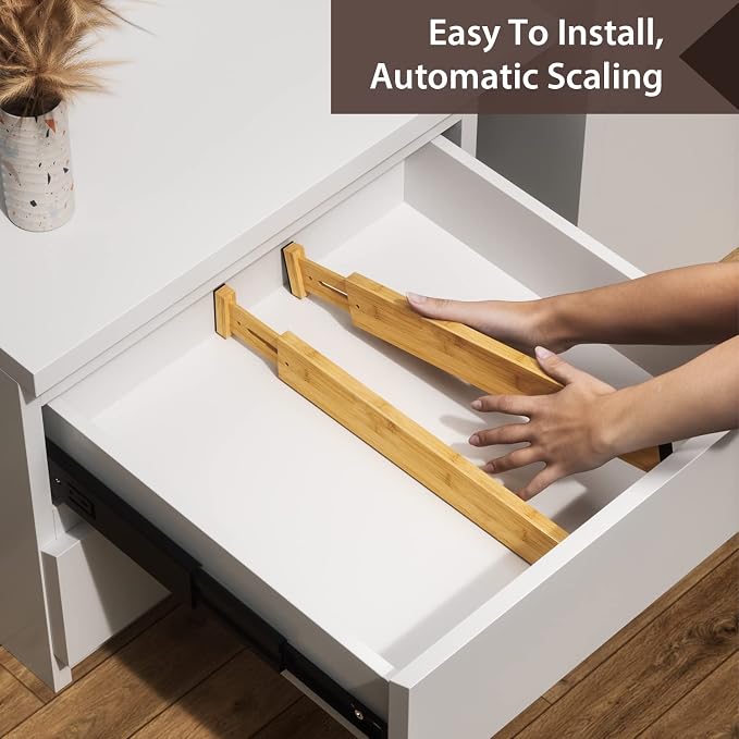 4 PCS Drawer Divider, 17"-22" Adjustable Bamboo Drawer Dividers Organizers, Expandable Separators for Kitchen, Clothes, Dressers, Home, Office - Image 7