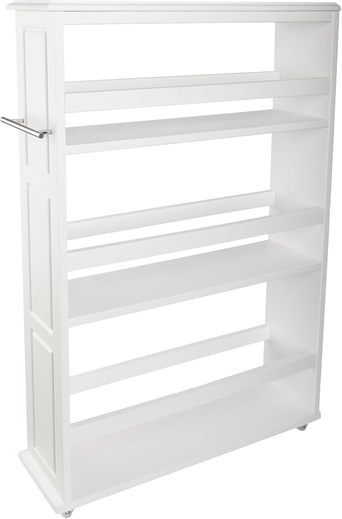 Lavish Home 3 Tier Slim Utility Rolling Storage Cart, White, 25”W x 5.7”D | Narrow Rolling Cart Storage Organizer with Handle and Wheels for Bathroom, Laundry Room, and Kitchen, Pull-Out Home Organizer - Image 11