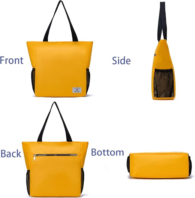 ETidy Large Capacity Foldable Tote Bag With Zipper | Water-resistant, Lightweight, Sandproof, Beach Bag, Gym Bag, Travel Shopping Bag - Image 4