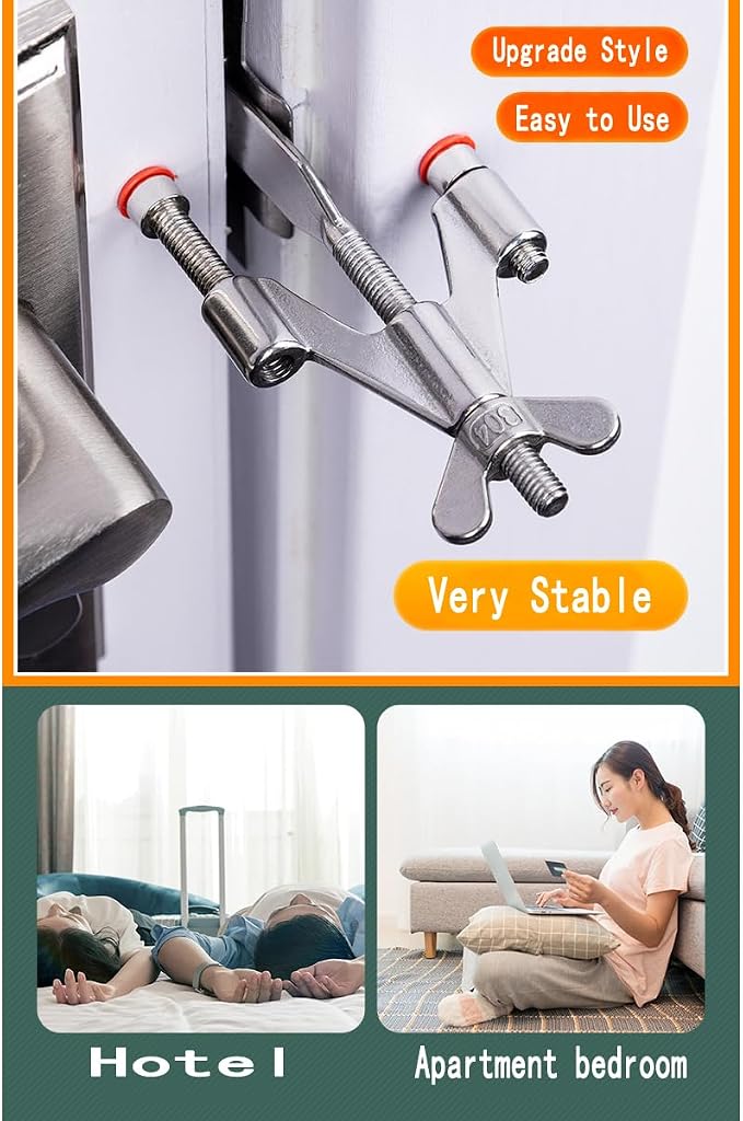 Portable Door Lock Home Security Hotel Door Locks (Silver Wing) - Image 6