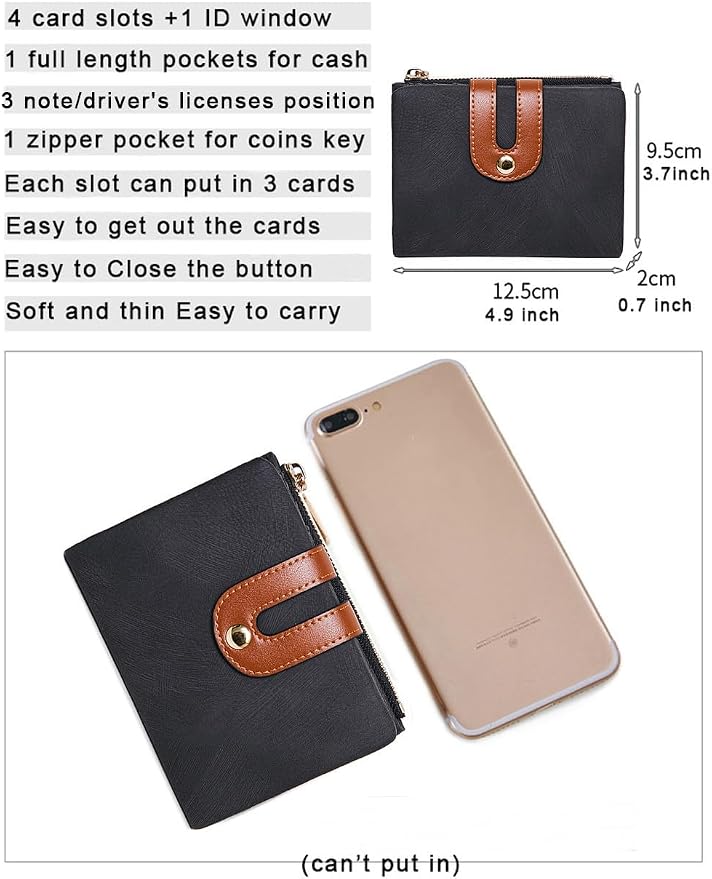 AOXONEL Women's Rfid Small Bifold Leather Wallet Ladies Mini Zipper Coin Purse id card Pocket,Slim Compact Thin - Image 6