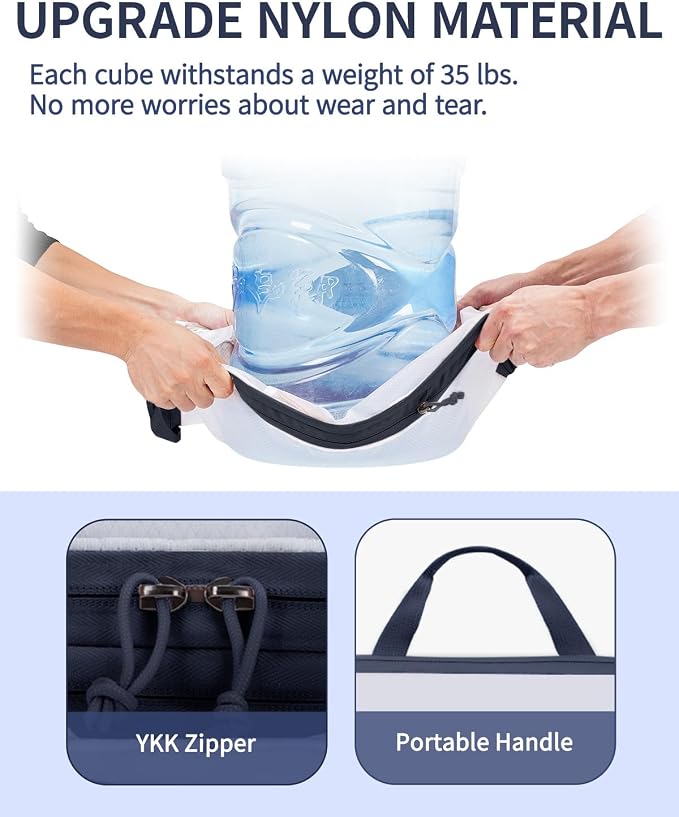ECOHUB 6 Set Compression Packing Cubes, Lightweight Cruise Ship Vacation Travel Essentials, Durable Travel Accessories for Suitcase Luggage Organizer Bags Set with YKK Zippers Shoe Bag, Dark Blue - Image 2