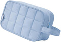 Narwey Puffy Travel Toiletry Bag for Traveling Women Girl, Travel Bag for Toiletries, Cute Makeup Bag Cosmetic Bag Organizer, Quilted Make Up Skincare Medicine Bags (Blue) by Narwey