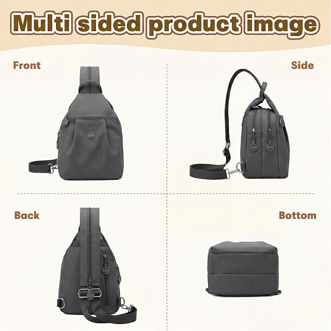 Waterproof 2-Way Mini Commuter Bag, Multi-Compartment Oxford Small Backpack, For Women, Collegeman, Commuter (Grey) - Image 6