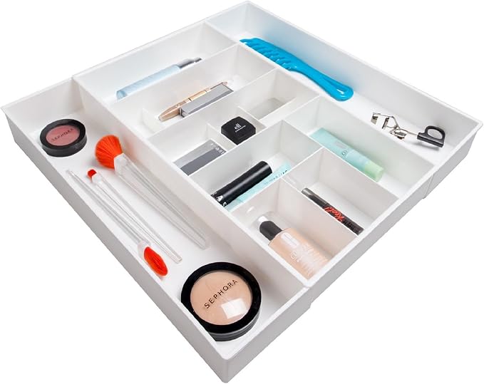 Dial Industries Expandable Vanity Drawer Makeup Organizer Desk Storage Tray | Adjusts to fit narrow or wide drawers, Keeps brushes, jewelry and cosmetics separated, Great for bathrooms or bedrooms - Image 5