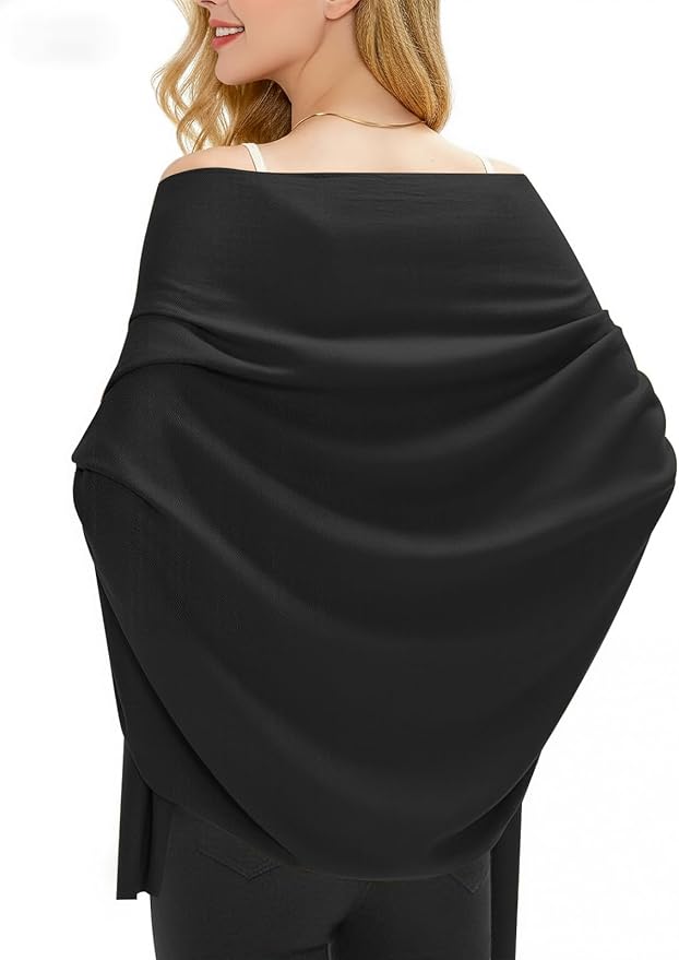 Women's Wool Blend Travel Scarf Lightweight Breathable Wrap Pashmina Airplane Blanket Shawl - Image 2