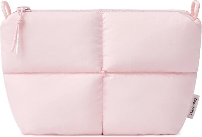 Comfyable Puffy Electronics Organizer Travel Case, Cute Tech Pouch for Women Men, Cable Storage Bag for Charger, Phone, Power Bank, Cord, Compact Tech Accessories Pouch, Light Pink - Image 2