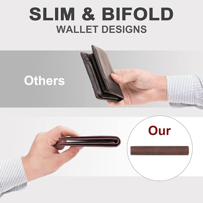 Chelmon Slim Wallet for Men ID Window with RFID Blocking Front Pocket Bifold Minimalist Bussiness Card Holder Gift for Men, Vintage Brown - Image 5