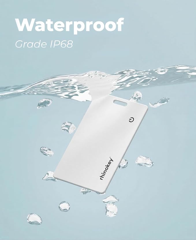 Rhinokey® Wallet Tracker Card Compatible with Apple Find My 0.07 inch IP68 | (iOS Only) Slim 0.07in Rechargeable IP68 Waterproof Tracker Item Finder Credit Card Tracker with Keychain Hole for Luggage - Image 7