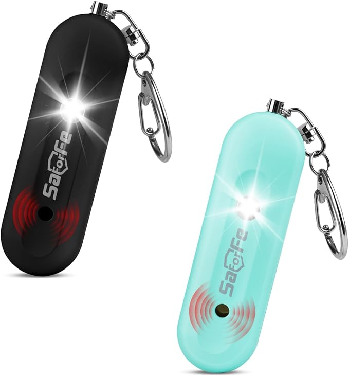 Personal Safety Alarm - Waterproof Rechargeable Security Alarm - 140dB Extra Loud Siren & Strobe Light - Self Defense Keychain - Gift for Women, Teenagers, College Girls, Seniors(Aqua+Black) by Unknown