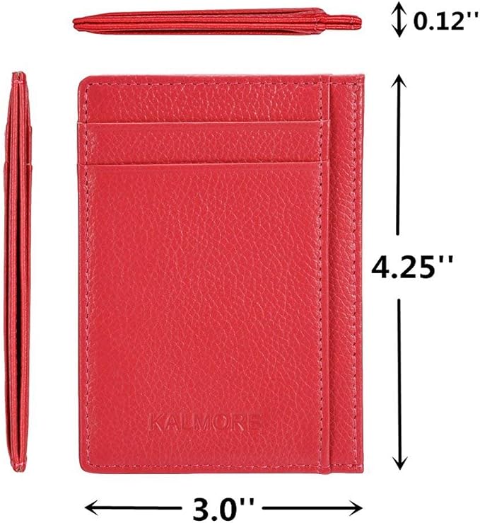 KALMORE womens Credit Holder Genuine Leather Slim Minimalist Card Case Wallet, Black With Id Window - Image 4