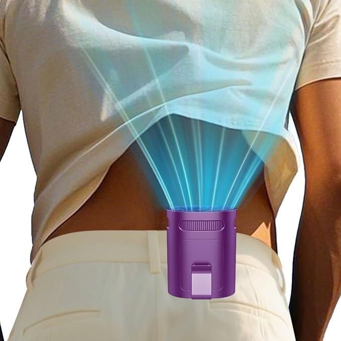 Waist Fan Clip on-Mini Lightweight Portable Fans Rechargeable Under Shirt Belt Pants Body Fans that Blow Cold Air,Waistband Cooling Fan,Powerful Small Personal Hanging Neck Cooler AC Travel Black by KJXICNeckFan