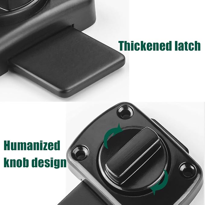 Inner Door Reinforcement Locks Latch,Anti-Pry and Sturdy | Zinc alloy french door lock resists forced entry,storm door latch safety lock,easy DIY install,for bedrooms,bathrooms,RV - Image 4
