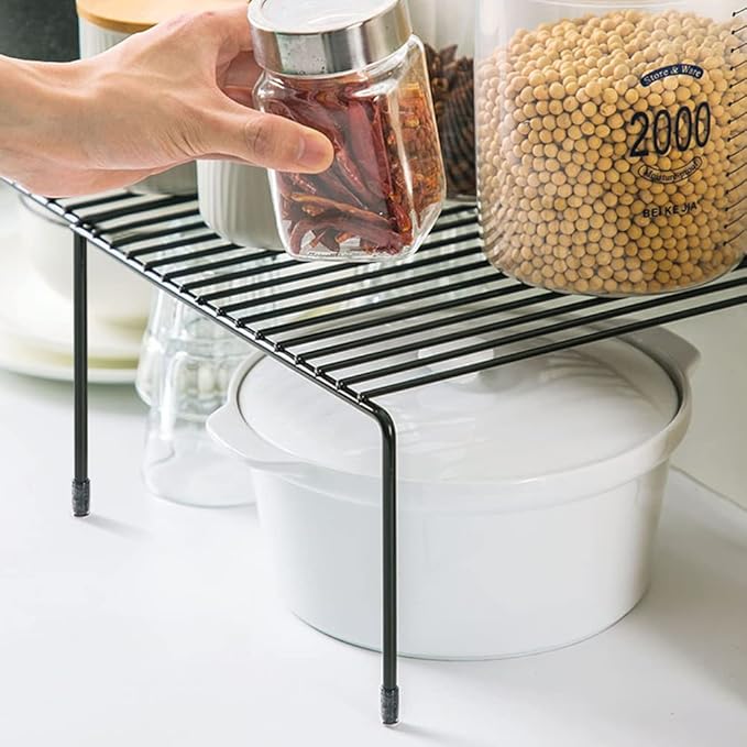 Tomorotec Expandable Cabinet Shelf Organizer, Metal Kitchen Pantry, Black | Extendable from 12.3 to 22.5 in with Heavy Duty Steel Frame and Anti Slip Feet for Bathroom or Closet - Image 6