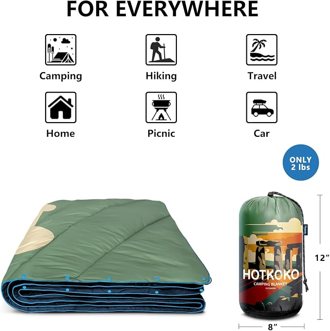 Camping Blanket,Puffy Printed Camp Blankets Lightweight Packable for Outdoor Camping,Traveling, Stadium, Hiking, Picnics - Image 4
