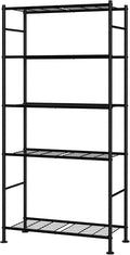 Sakugi Storage Shelves - 5 Tier Shelf Organizer, Sturdy Metal Garage Shelving with Adjustable Leveling Feet, Space-Saving Shelves Organizer for Pantry, Laundry, Kitchen (32" x 12" x 71", Black) by Sakugi