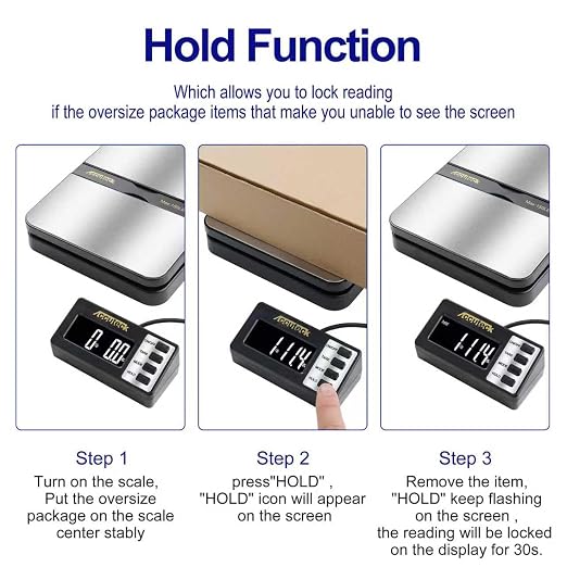 ACCUTECK 8680 High Capacity 150Lbs High Accuracy 0.1OZ Digital Postal Scale with Remote Display, Batteries and USB Cable and AC Adapter Included (Stainless Steel) - Image 5