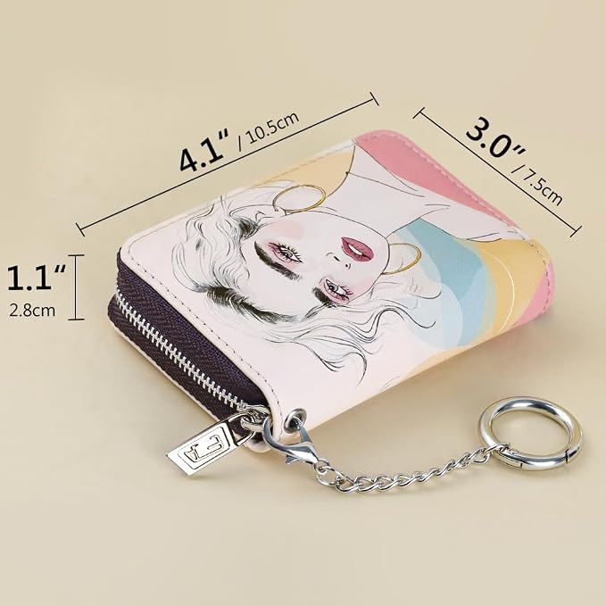 FurArt Zipper Wallet Women RFID Credit Card Holder keychain Wallet | ID Window RFID Blocking Compact Small business 15/16 slots - Image 6