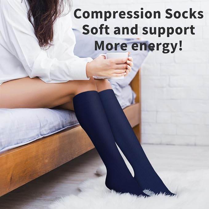COOLOVER 4 Pairs Compression Socks for Women & Men Circulation 15-20mmHg -Best Support for Nursing, Athletic, Cycling, Flight - Image 5