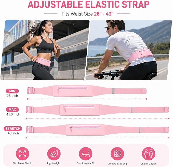 Slim No-Bounce Running Belt - Waterproof Exercise Waist Pack for Marathons, Hiking & Dog Walking - Hidden Travel Money Belt for Phones - Image 3