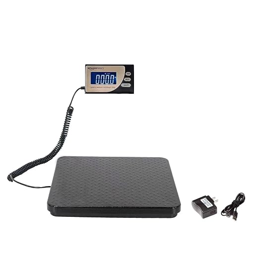 Amazon Basics Digital Postal Scale with Tare Function, Heavy Duty, Aluminium Platform, 440 lb Capacity, Digital Shipping, Portable, Black - Image 4