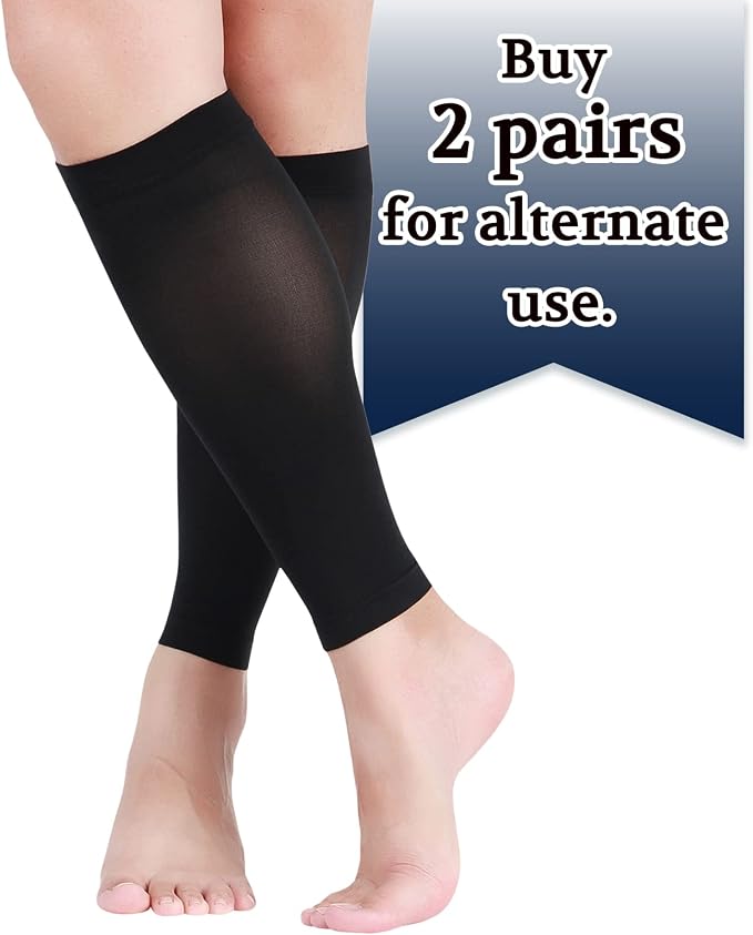 Lin Performance 20-30 mmHg Medical Calf Compression Sleeve for Women and Men Lightweight Footless Socks for Travel Flight Daily Comfort - Image 5