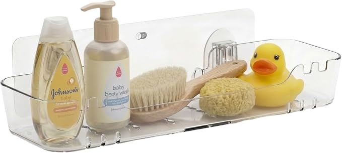 Acrylic Shower Shelf, Clear, 12.2" x 3.54" x 1.77" | Adhesive, No-Drill, Bathroom Wall Shelf, Slim Organizer, Fast Drainage for Shower & Sink Toiletries by COLINCH