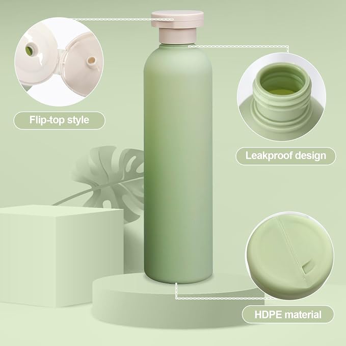 4Pcs 8.8oz Flip Top Squeeze Bottles,Reusable and Refillable Leak Proof Travel Bottles,For Lotions,Facial Creams,Shampoos,Hair Conditioner (Green+Blue) - Image 3