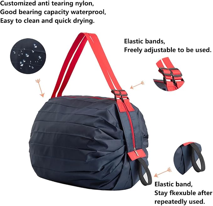Reusable Shopping Bags, Foldable Grocery Storage Tote, Waterproof Oxford Cloth Bag for Shop, Large Durable Heavy Duty - Image 3